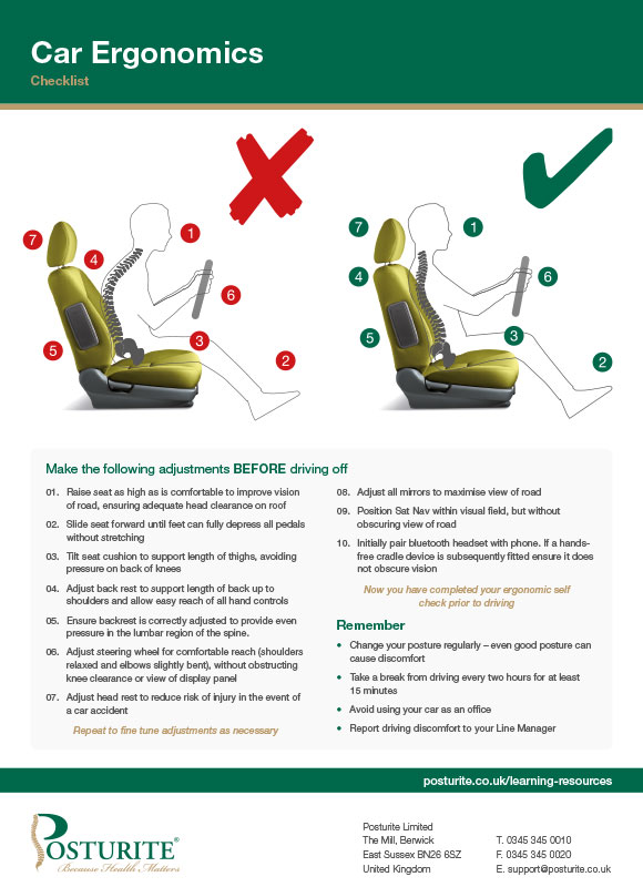Car ergonomics checklist